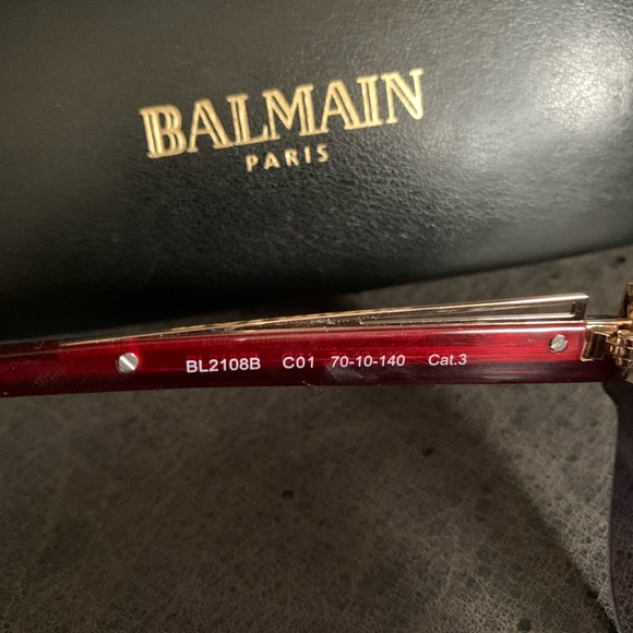 NWOT BALMAIN RED GOLD SUNGLASSES UVB GREY GRADIENT - Picture 4 of 7